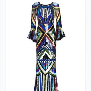 Multicolor Sequin Geometric Dress